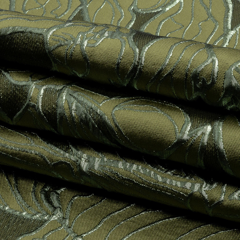 Metallic Olive and Moss Outlined Florals Luxury Brocade Metallic Olive and Moss Outlined Florals Luxury Brocade