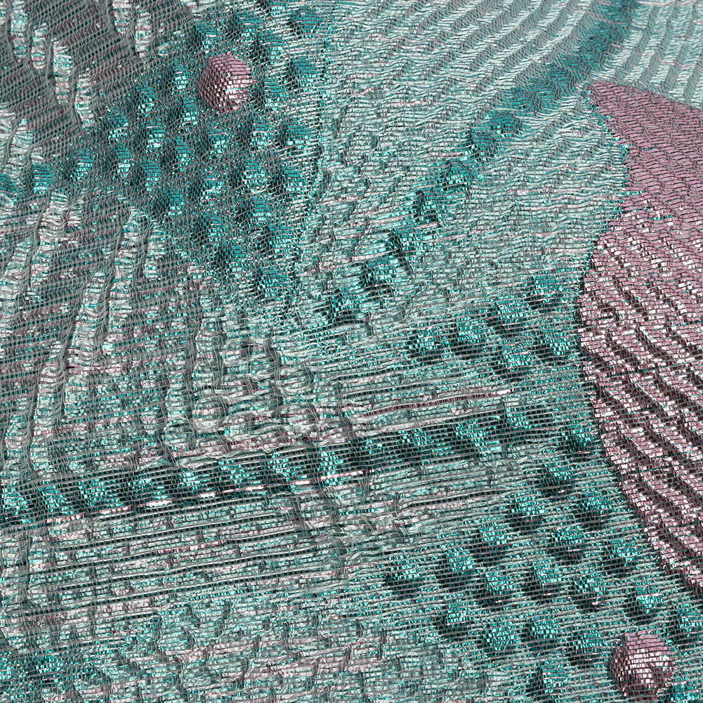Metallic Teal and Lilac Tropical Flowers Luxury Brocade Metallic Teal and Lilac Tropical Flowers Luxury Brocade