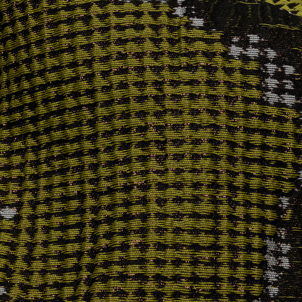 Metallic Black and Yellow Abstract Patchwork Luxury Brocade - Detail Metallic Black and Yellow Abstract Patchwork Luxury Brocade - Detail