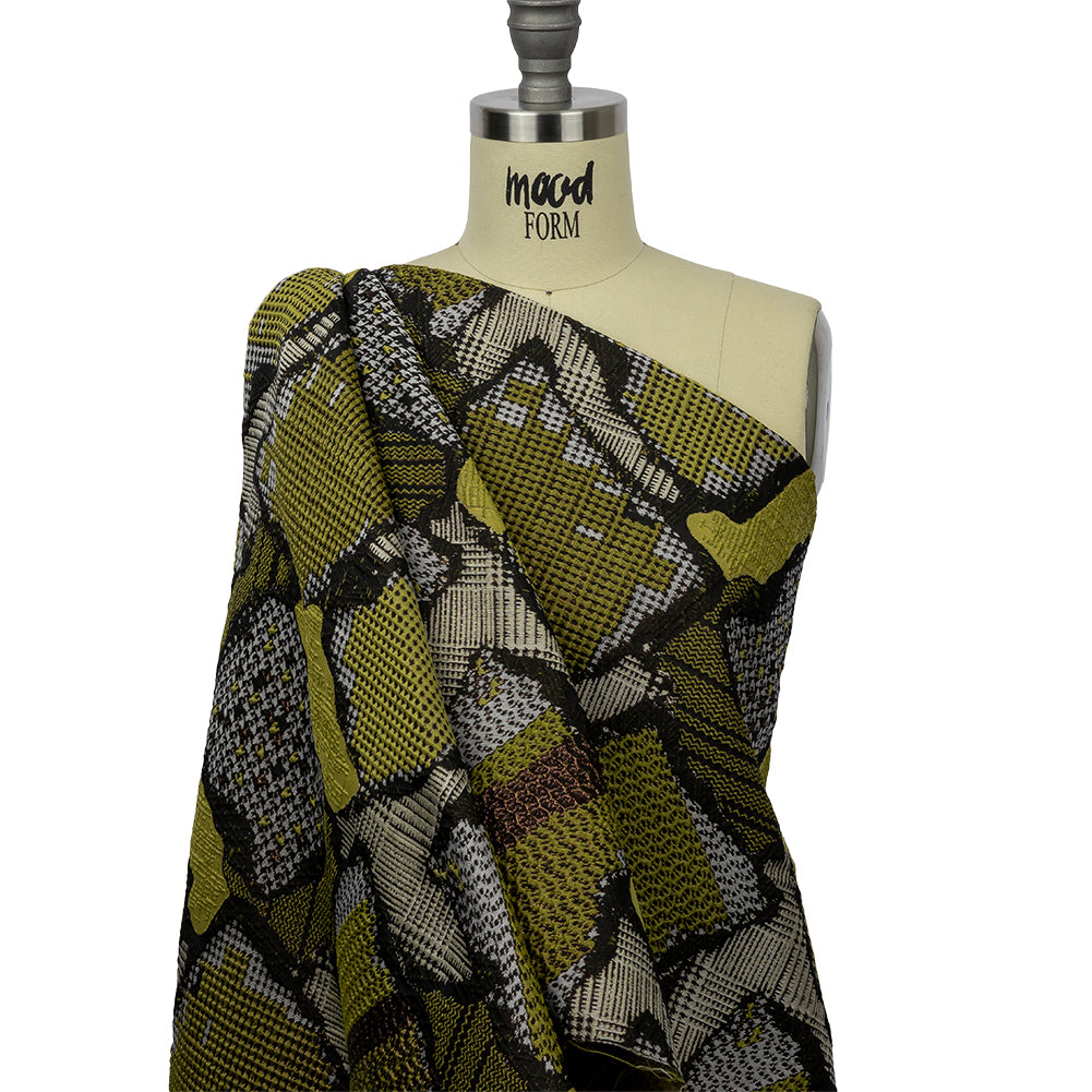 Metallic Black and Yellow Abstract Patchwork Luxury Brocade - Drape Metallic Black and Yellow Abstract Patchwork Luxury Brocade - Drape