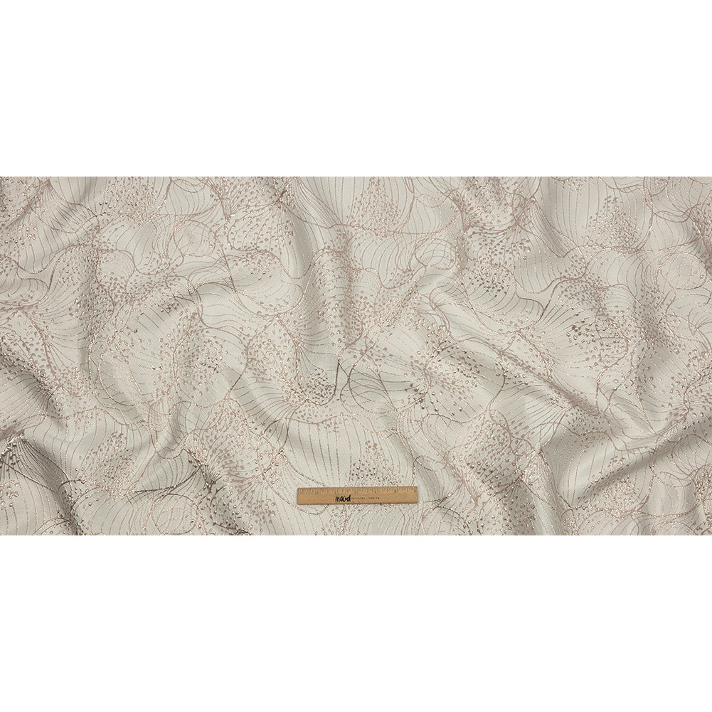 Metallic Rose Gold and Ivory Lines and Dots Luxury Brocade Metallic Rose Gold and Ivory Lines and Dots Luxury Brocade