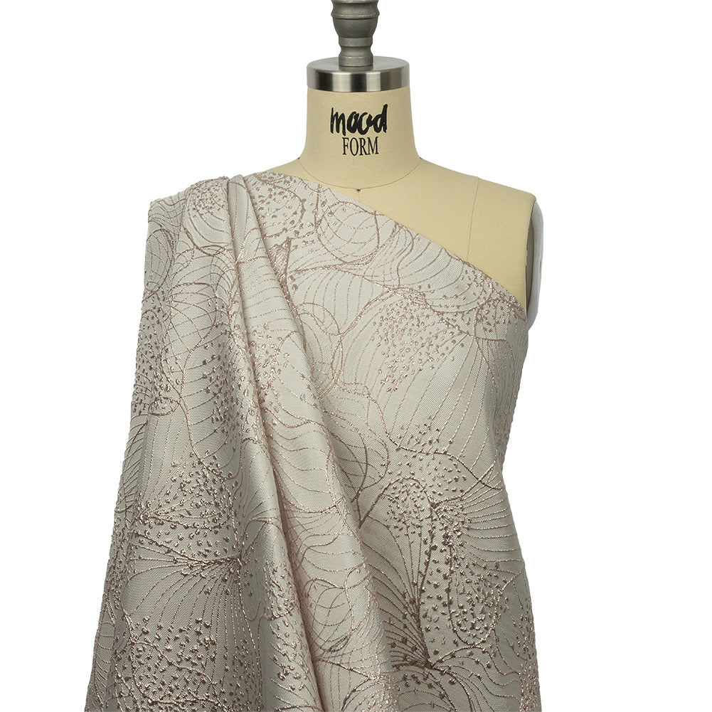 Metallic Rose Gold and Ivory Lines and Dots Luxury Brocade Metallic Rose Gold and Ivory Lines and Dots Luxury Brocade