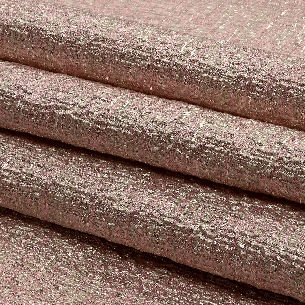 Metallic Rose Gold, Pink and Champagne Crosshatched Lines Luxury Brocade Folded Metallic Rose Gold, Pink and Champagne Crosshatched Lines Luxury Brocade Folded