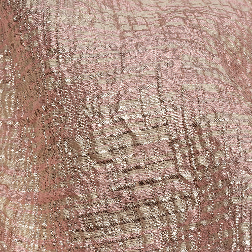 Metallic Rose Gold, Pink and Champagne Crosshatched Lines Luxury Brocade Detail Metallic Rose Gold, Pink and Champagne Crosshatched Lines Luxury Brocade Detail