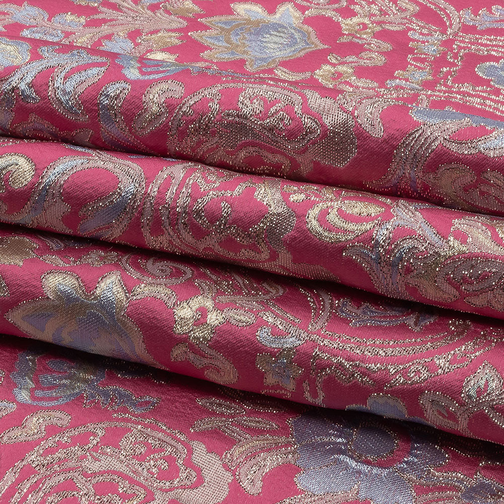 Pink, Pale Blue and Silver Floral Damask Metallic Luxury Brocade Pink, Pale Blue and Silver Floral Damask Metallic Luxury Brocade