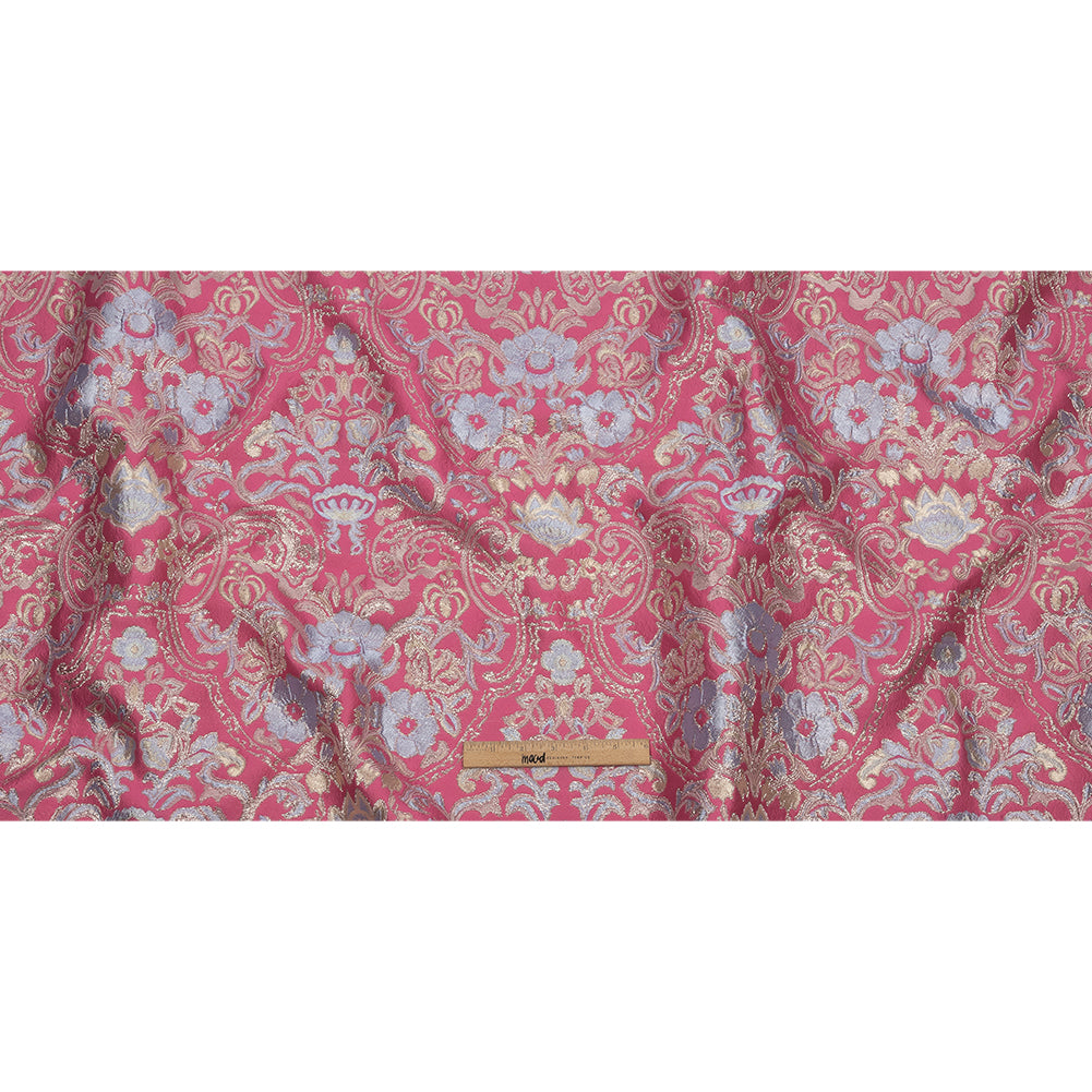 Pink, Pale Blue and Silver Floral Damask Metallic Luxury Brocade Pink, Pale Blue and Silver Floral Damask Metallic Luxury Brocade