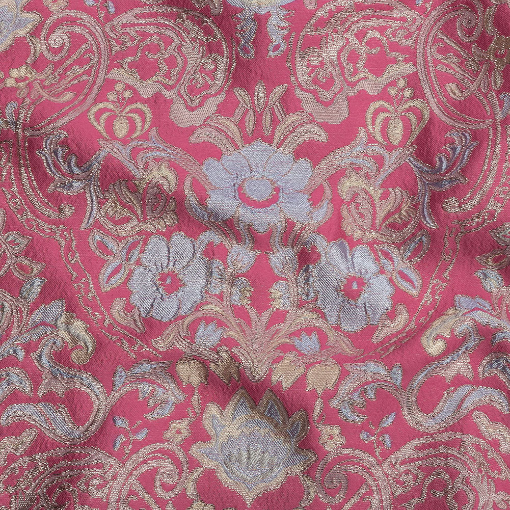 Pink, Pale Blue and Silver Floral Damask Metallic Luxury Brocade Pink, Pale Blue and Silver Floral Damask Metallic Luxury Brocade