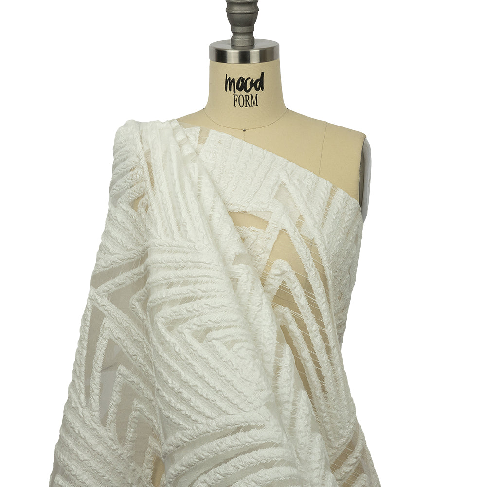 Metallic White Overlapped Nested Triangles Luxury Burnout Brocade Metallic White Overlapped Nested Triangles Luxury Burnout Brocade