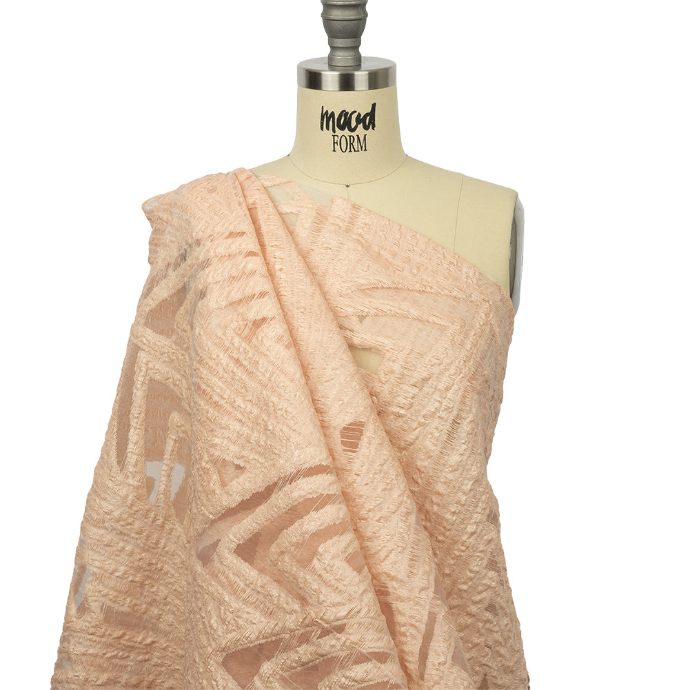Metallic Peach Overlapped Nested Triangles Luxury Burnout Brocade - Drape Metallic Peach Overlapped Nested Triangles Luxury Burnout Brocade - Drape