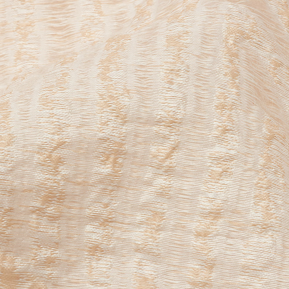 Metallic White and Peach Overlapped Nested Triangles Luxury Burnout Brocade - Detail Metallic White and Peach Overlapped Nested Triangles Luxury Burnout Brocade - Detail