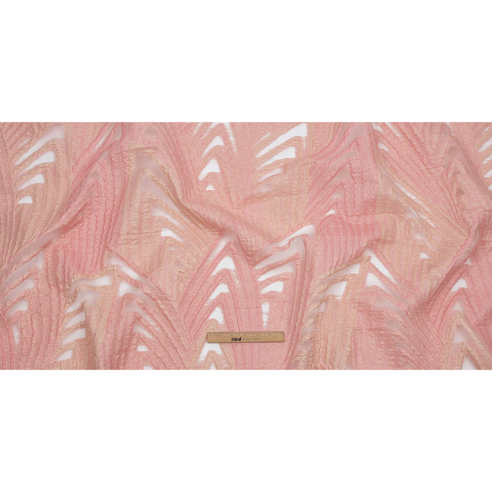 Metallic Pink and Peach Overlapped Nested Triangles Luxury Burnout Brocade Metallic Pink and Peach Overlapped Nested Triangles Luxury Burnout Brocade