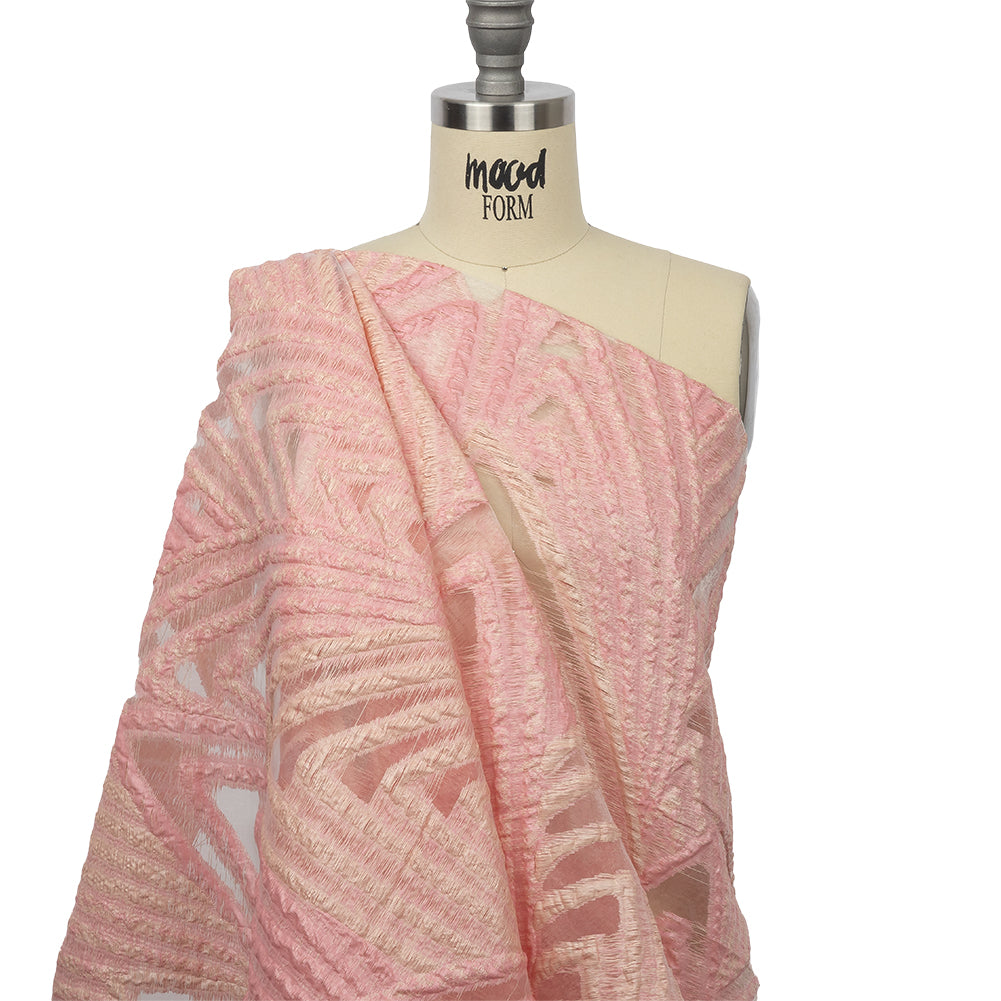 Metallic Pink and Peach Overlapped Nested Triangles Luxury Burnout Brocade Metallic Pink and Peach Overlapped Nested Triangles Luxury Burnout Brocade