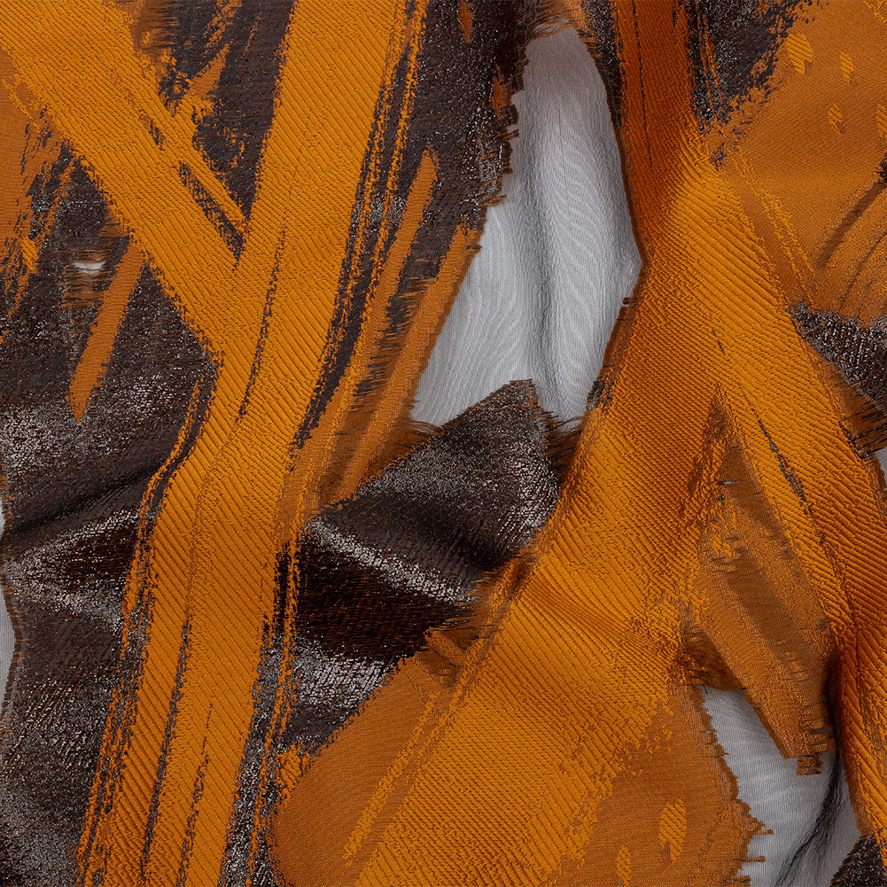 Metallic Black and Orange Painterly Geometrics Luxury Burnout Brocade Metallic Black and Orange Painterly Geometrics Luxury Burnout Brocade