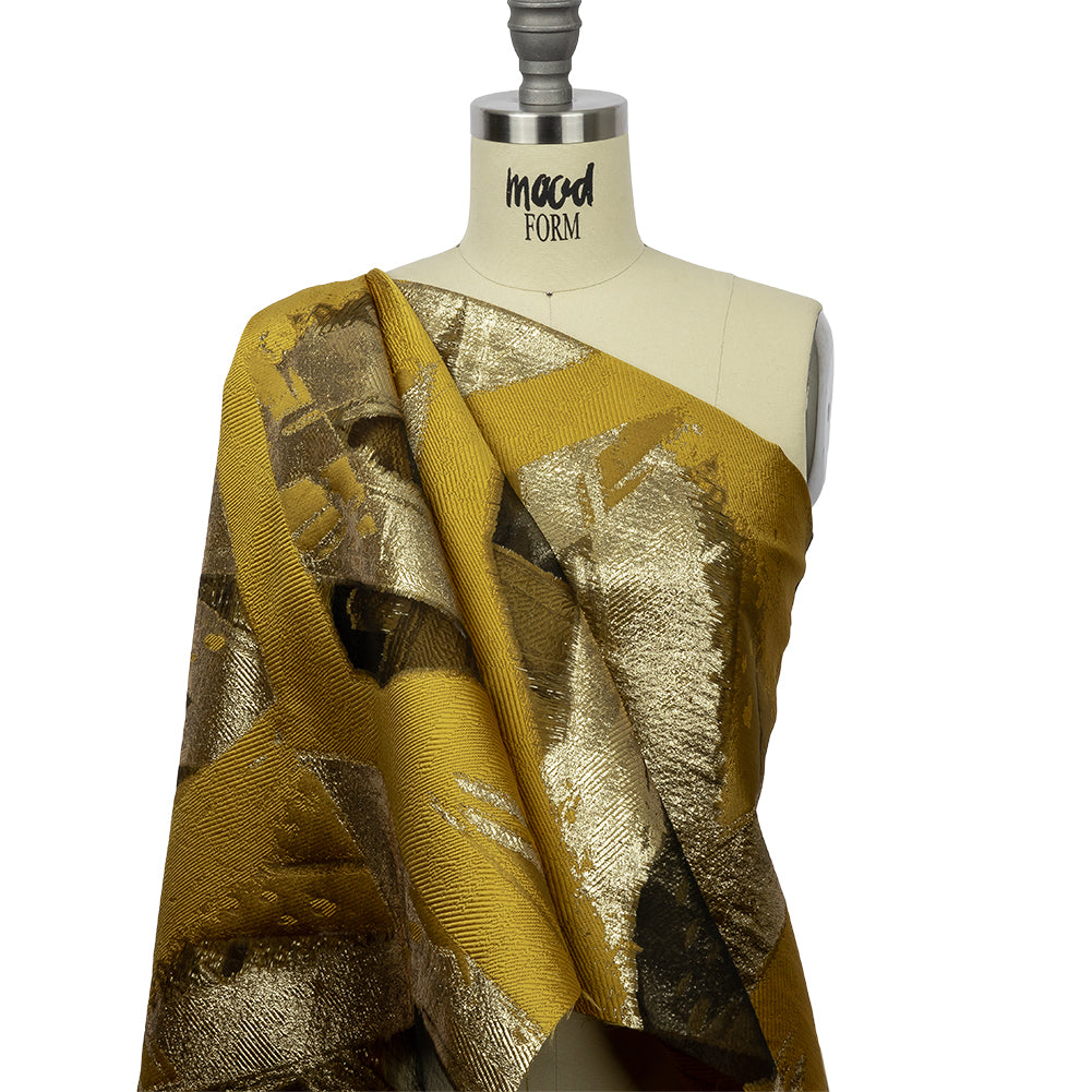 Metallic Gold and Yellow Ochre Painterly Geometrics Luxury Burnout Brocade Metallic Gold and Yellow Ochre Painterly Geometrics Luxury Burnout Brocade