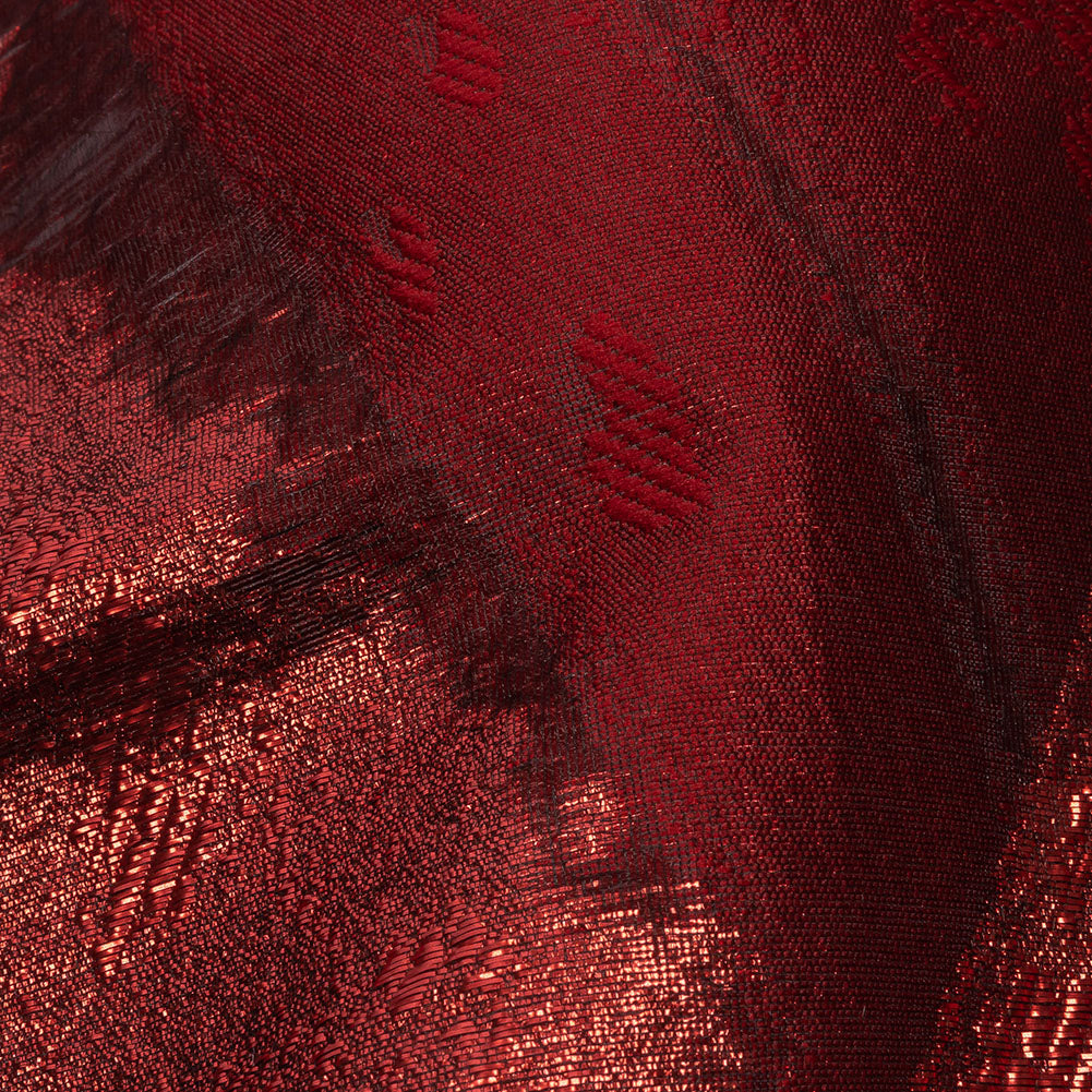 Metallic Red Painterly Geometrics Luxury Burnout Brocade Metallic Red Painterly Geometrics Luxury Burnout Brocade