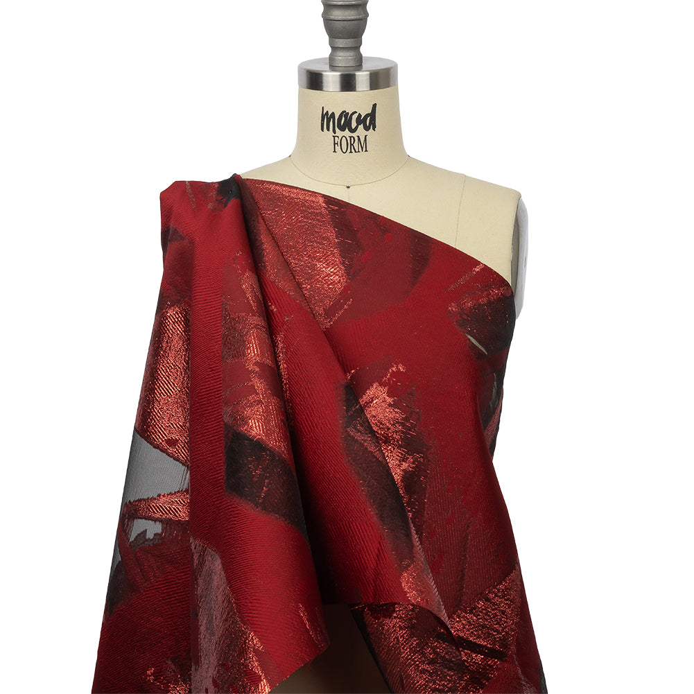 Metallic Red Painterly Geometrics Luxury Burnout Brocade Metallic Red Painterly Geometrics Luxury Burnout Brocade