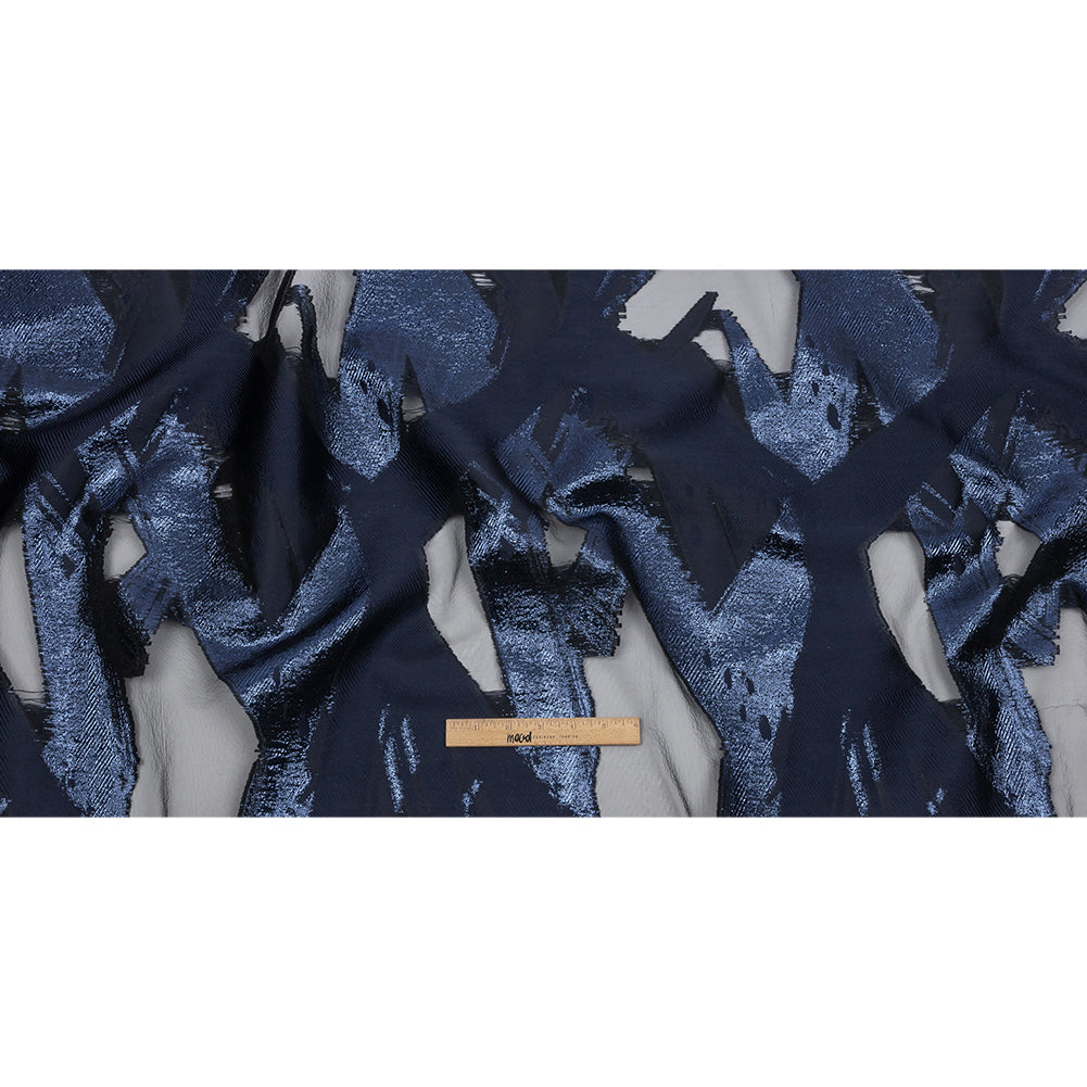 Metallic Navy Painterly Geometrics Luxury Burnout Brocade - Full Metallic Navy Painterly Geometrics Luxury Burnout Brocade - Full