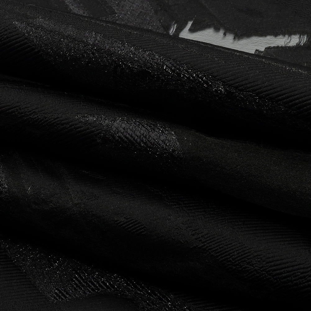 Metallic Black Painterly Geometrics Luxury Burnout Brocade - Folded Metallic Black Painterly Geometrics Luxury Burnout Brocade - Folded