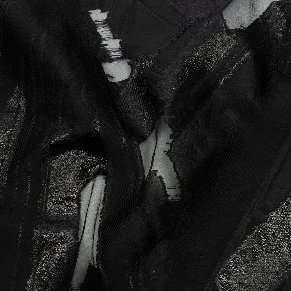 Metallic Black Painterly Geometrics Luxury Burnout Brocade Metallic Black Painterly Geometrics Luxury Burnout Brocade