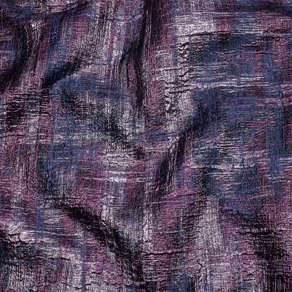 Metallic Orchid, Plum and Navy Distressed Plaid Luxury Brocade Metallic Orchid, Plum and Navy Distressed Plaid Luxury Brocade