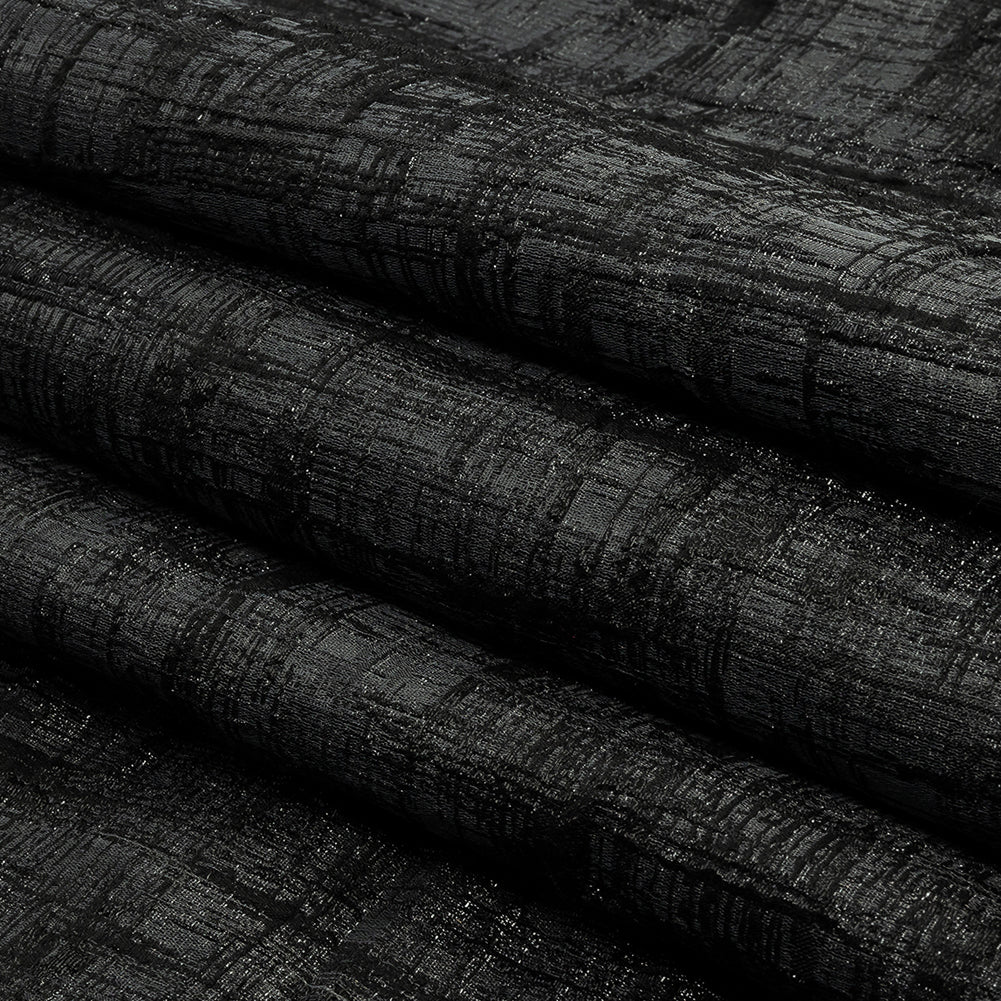 Metallic Black and Charcoal Crosshatching Luxury Brocade - Folded Metallic Black and Charcoal Crosshatching Luxury Brocade - Folded