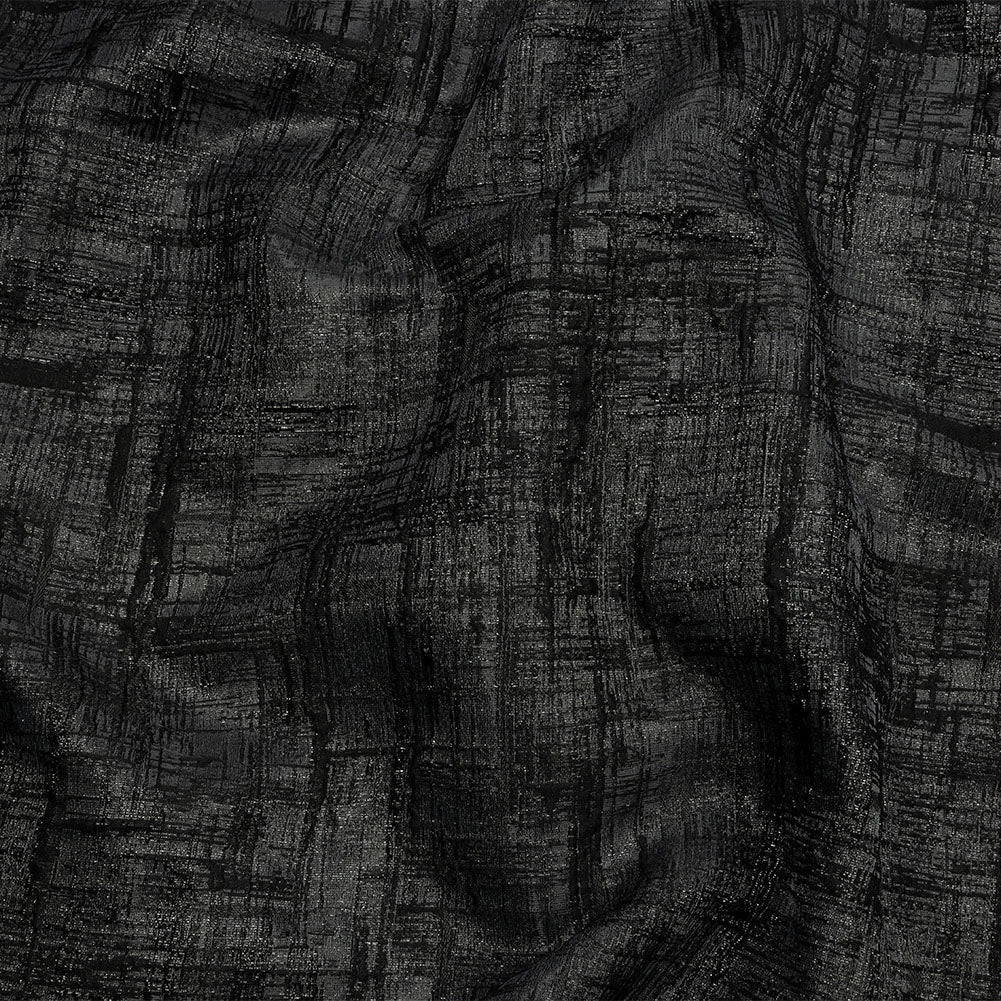 Metallic Black and Charcoal Crosshatching Luxury Brocade Metallic Black and Charcoal Crosshatching Luxury Brocade