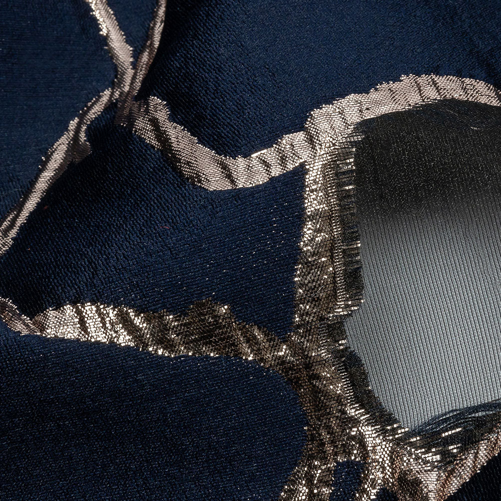 Metallic Rose Gold and Navy Abstract Luxury Burnout Brocade Metallic Rose Gold and Navy Abstract Luxury Burnout Brocade