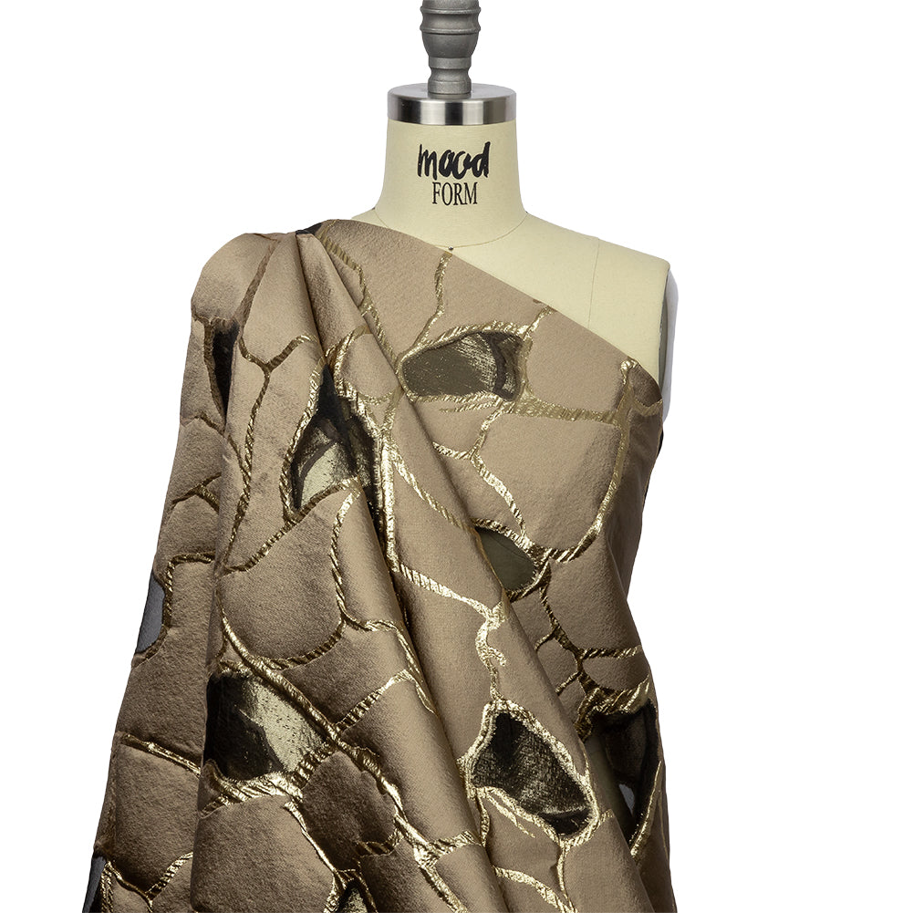 Metallic Gold and Taupe Abstract Luxury Burnout Brocade Metallic Gold and Taupe Abstract Luxury Burnout Brocade