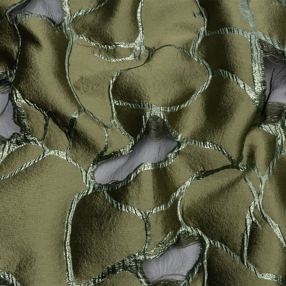 Metallic Olive Green Abstract Luxury Burnout Brocade Metallic Olive Green Abstract Luxury Burnout Brocade