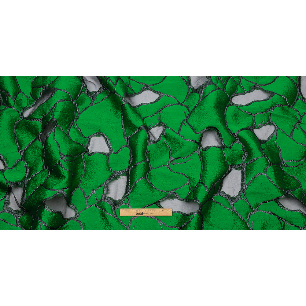 Metallic Black and Green Abstract Luxury Burnout Brocade - Full Metallic Black and Green Abstract Luxury Burnout Brocade - Full