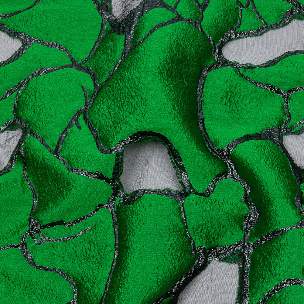 Metallic Black and Green Abstract Luxury Burnout Brocade Metallic Black and Green Abstract Luxury Burnout Brocade