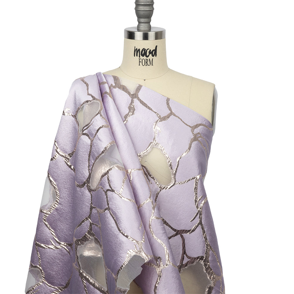 Metallic Rose Gold and Lilac Abstract Luxury Burnout Brocade - Drape Metallic Rose Gold and Lilac Abstract Luxury Burnout Brocade - Drape