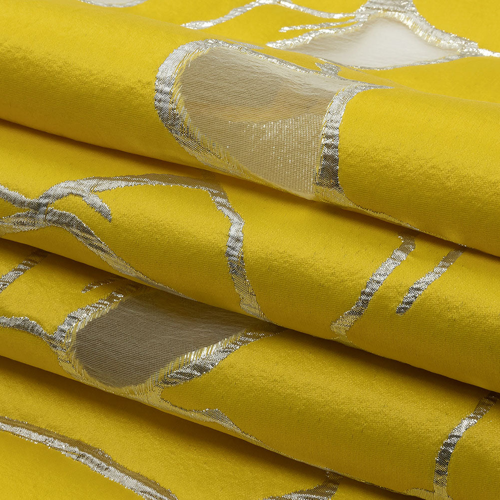Metallic Silver and Lemon Abstract Luxury Burnout Brocade Metallic Silver and Lemon Abstract Luxury Burnout Brocade