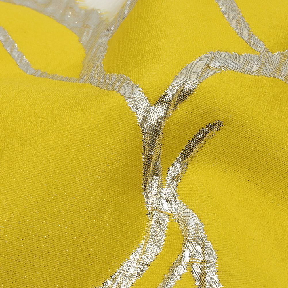 Metallic Silver and Lemon Abstract Luxury Burnout Brocade Metallic Silver and Lemon Abstract Luxury Burnout Brocade