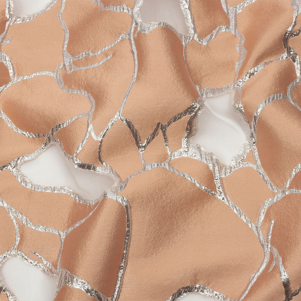 Metallic Silver and Creamsicle Abstract Luxury Burnout Brocade Metallic Silver and Creamsicle Abstract Luxury Burnout Brocade