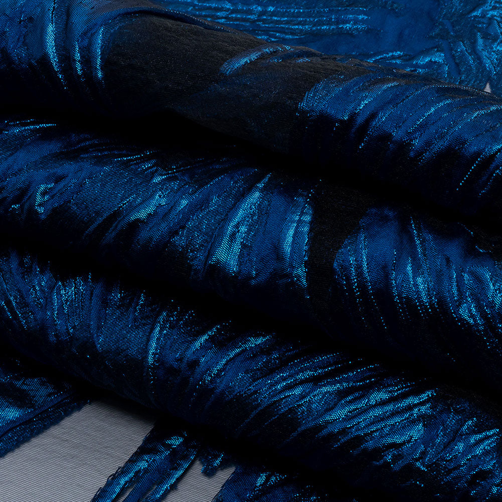 Metallic Blue Firework Flowers Luxury Burnout Brocade Metallic Blue Firework Flowers Luxury Burnout Brocade
