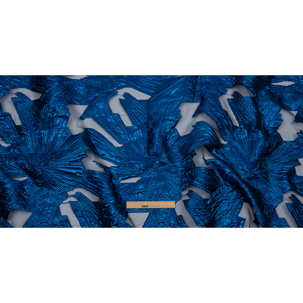 Metallic Blue Firework Flowers Luxury Burnout Brocade Metallic Blue Firework Flowers Luxury Burnout Brocade