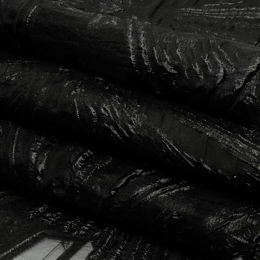 Metallic Black Firework Flowers Luxury Burnout Brocade Metallic Black Firework Flowers Luxury Burnout Brocade