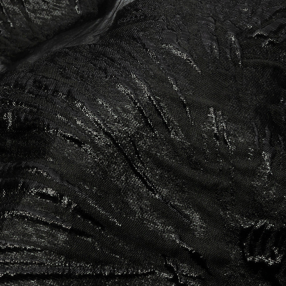 Metallic Black Firework Flowers Luxury Burnout Brocade Metallic Black Firework Flowers Luxury Burnout Brocade