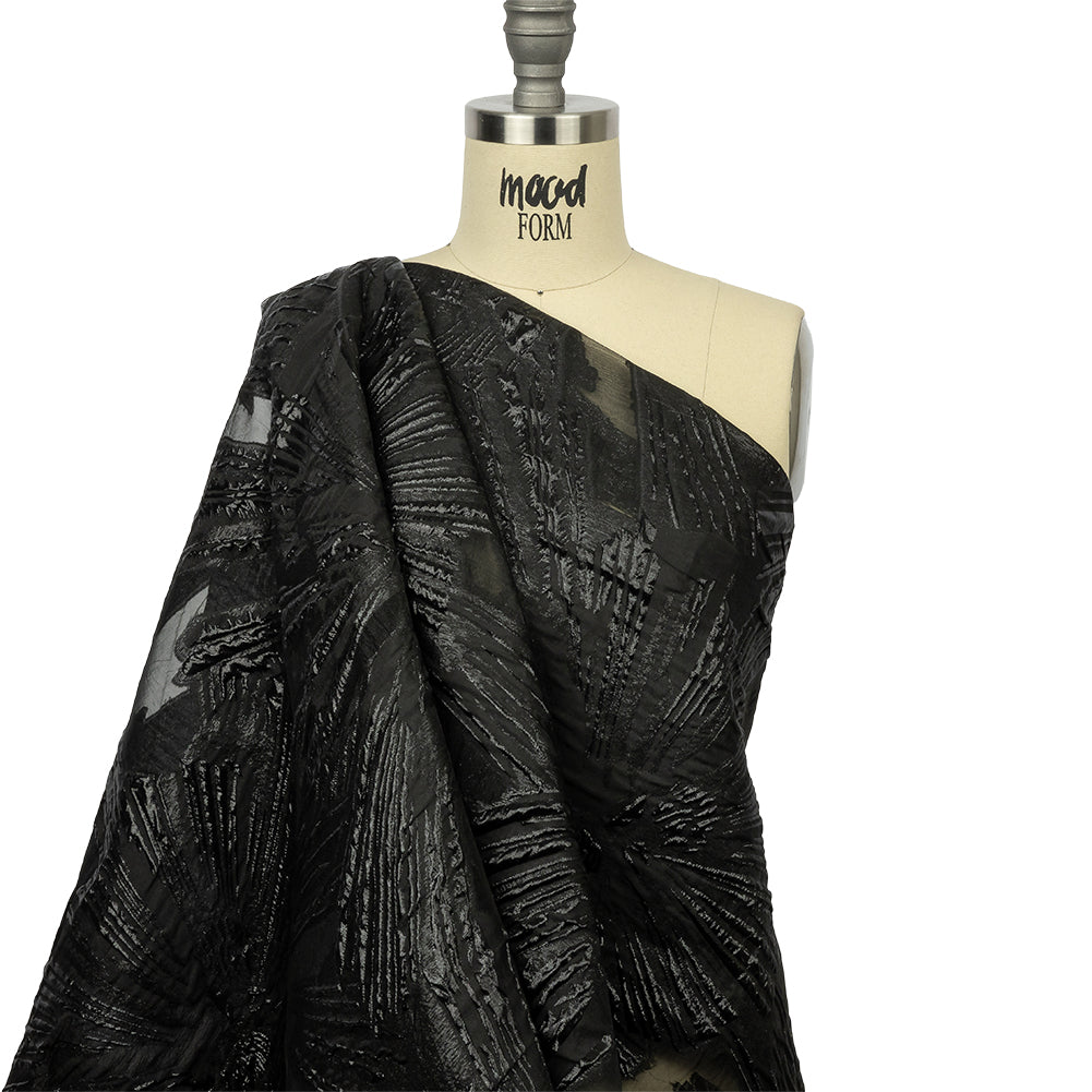 Metallic Black Firework Flowers Luxury Burnout Brocade Metallic Black Firework Flowers Luxury Burnout Brocade
