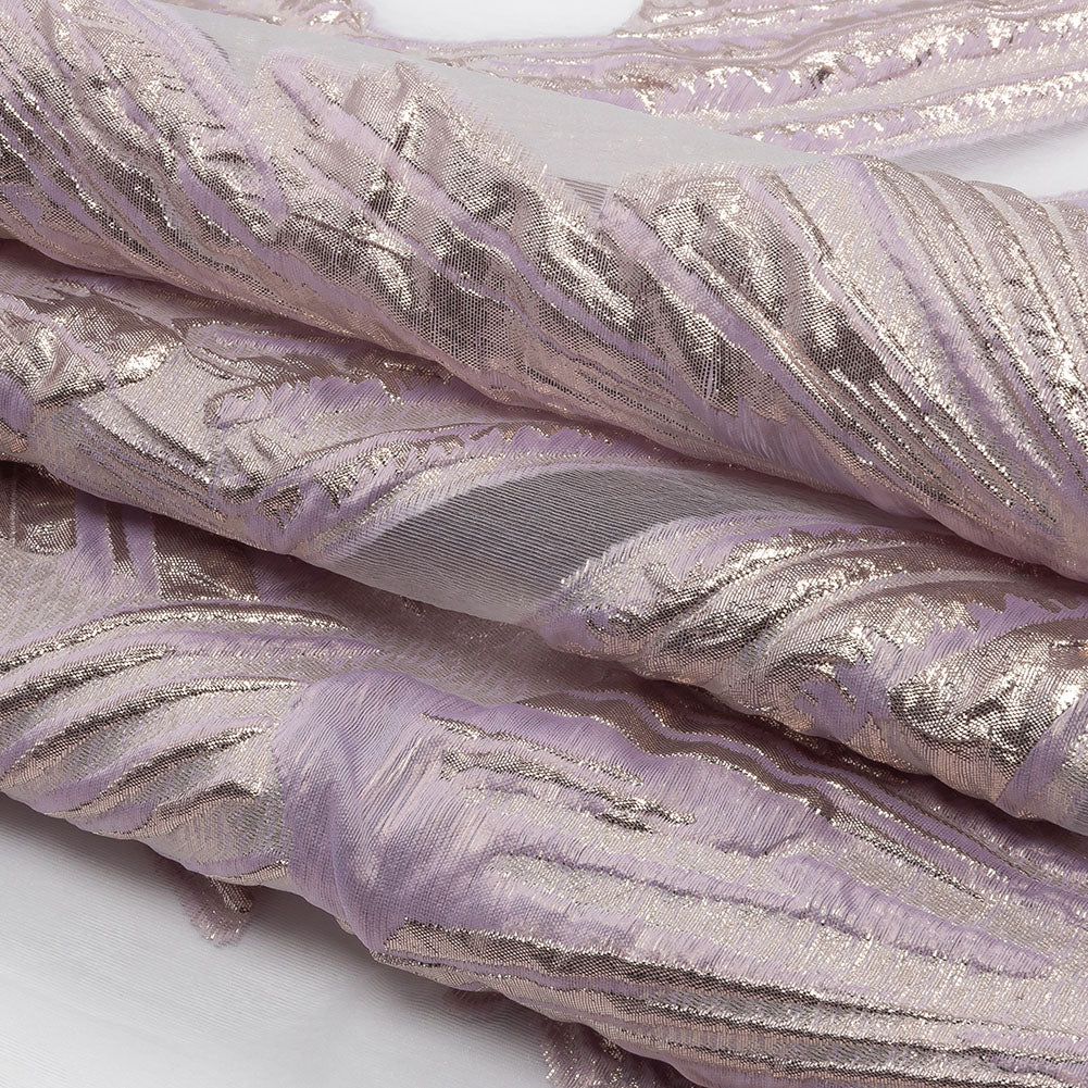 Metallic Rose Gold and Lilac Firework Flowers Luxury Burnout Brocade Folded Metallic Rose Gold and Lilac Firework Flowers Luxury Burnout Brocade Folded