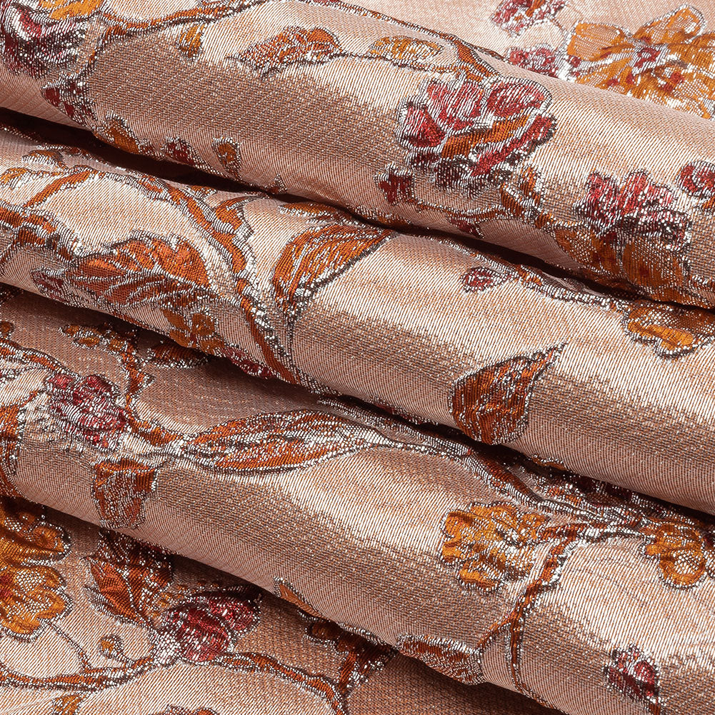 Metallic Orange and Red Flowering Vines Luxury Brocade Metallic Orange and Red Flowering Vines Luxury Brocade