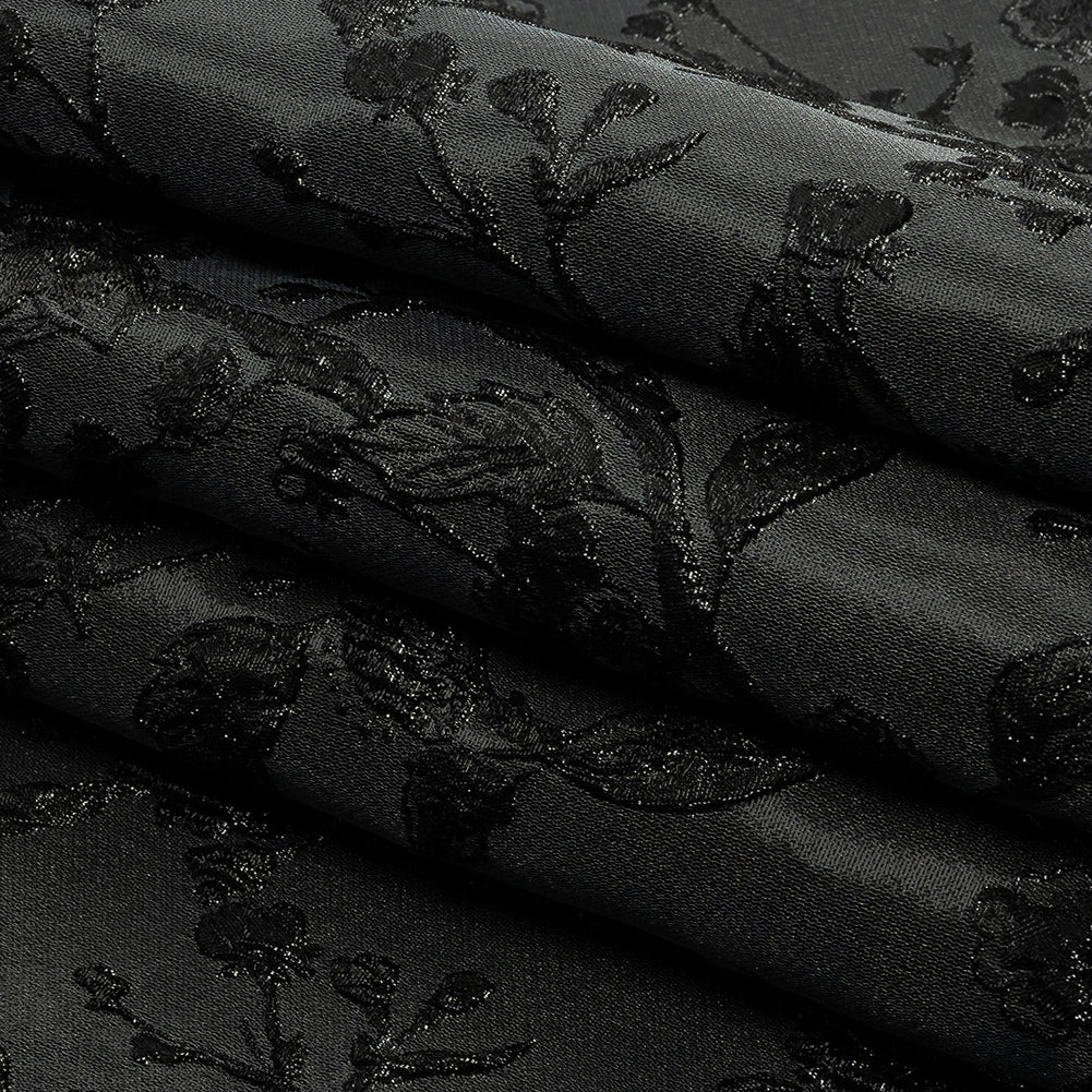 Metallic Black Flowering Vines Luxury Brocade Metallic Black Flowering Vines Luxury Brocade