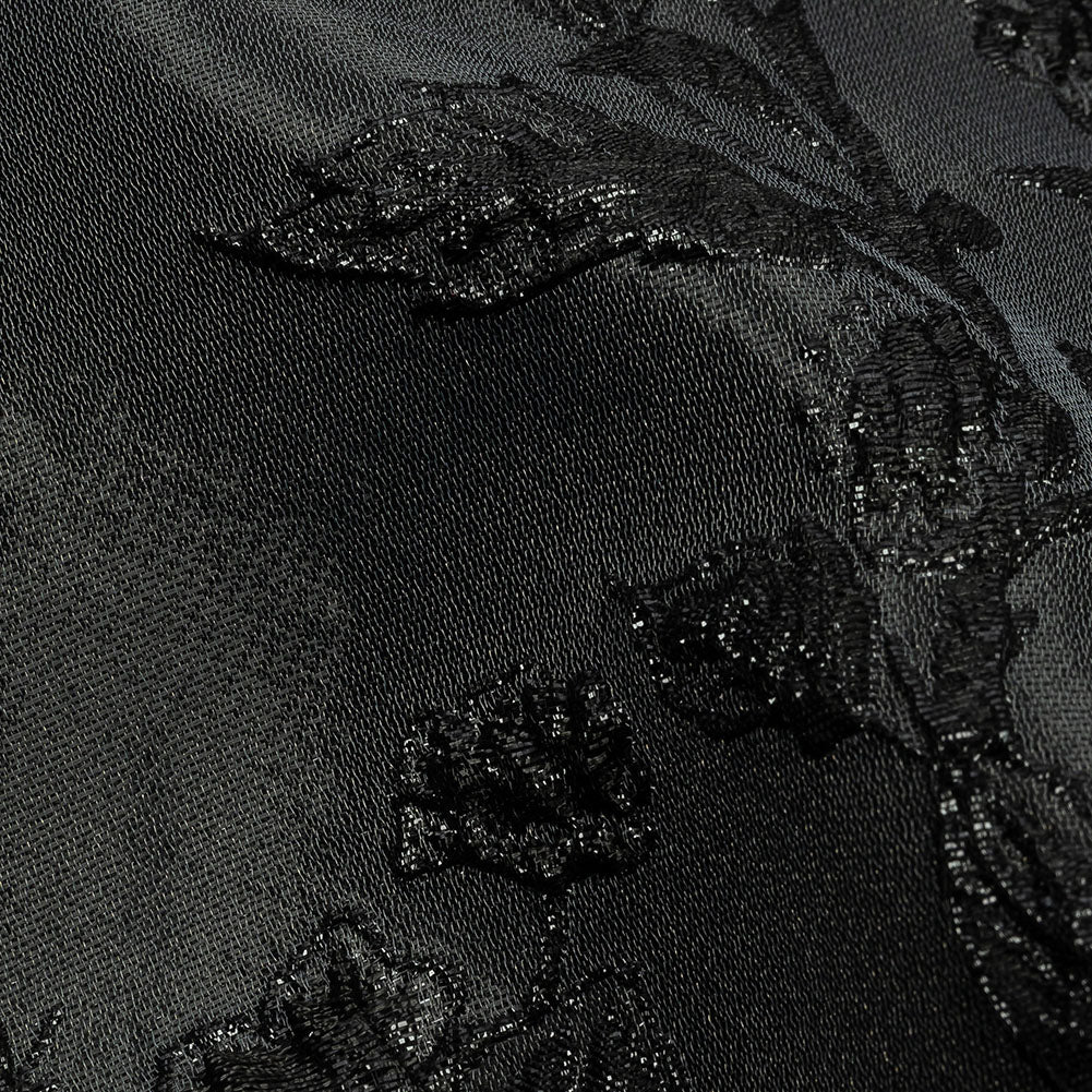 Metallic Black Flowering Vines Luxury Brocade Metallic Black Flowering Vines Luxury Brocade