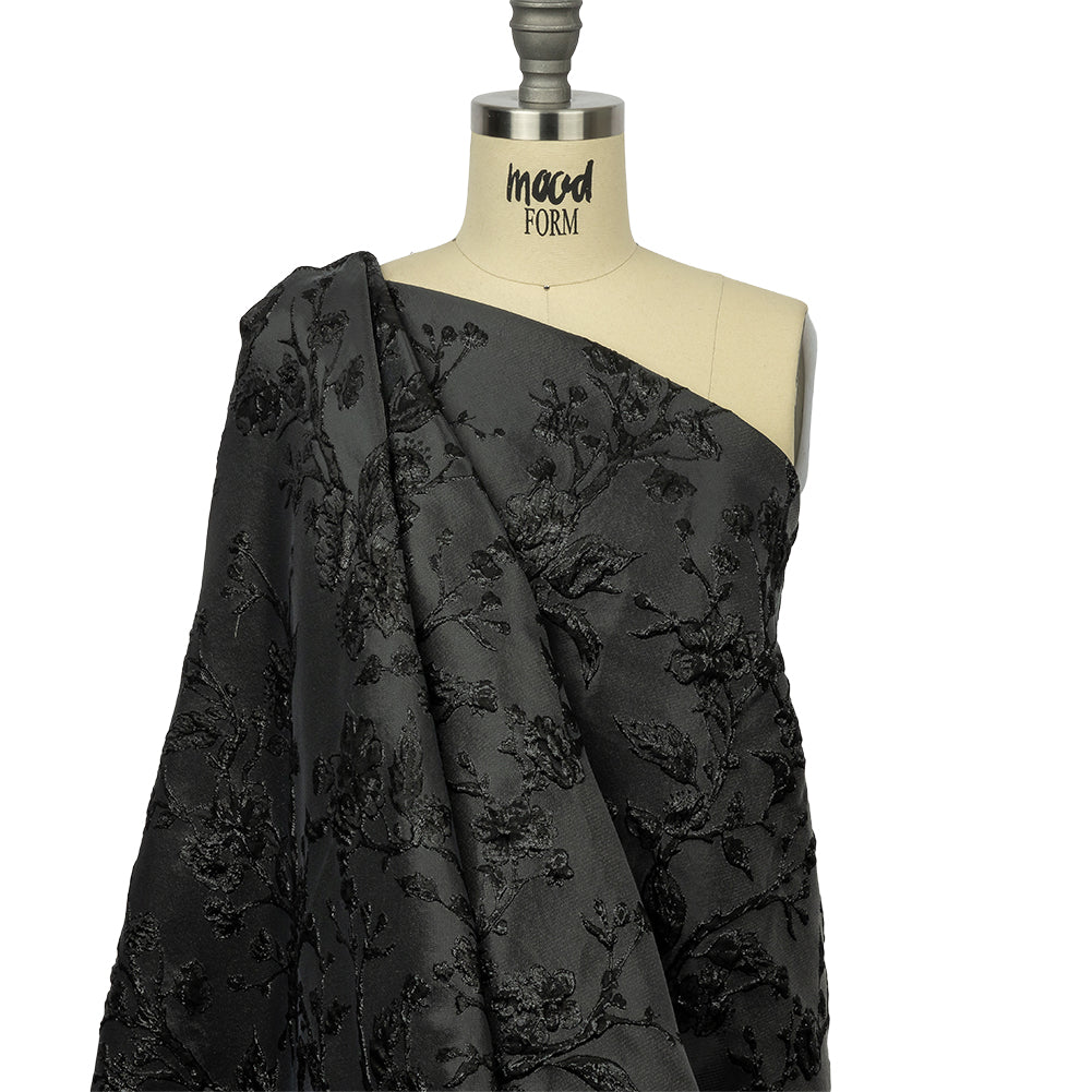 Metallic Black Flowering Vines Luxury Brocade Metallic Black Flowering Vines Luxury Brocade