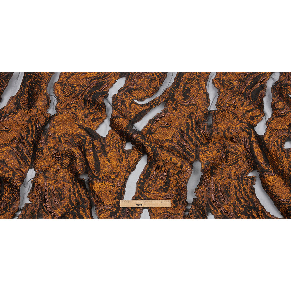 Metallic Alloy Orange and Black Abstract Luxury Burnout Brocade Metallic Alloy Orange and Black Abstract Luxury Burnout Brocade