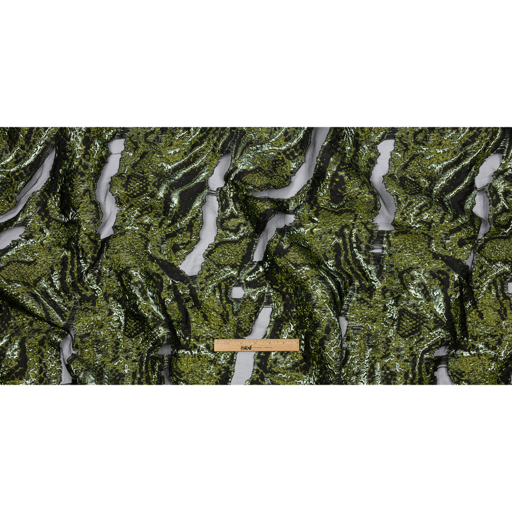 Metallic Pine Green and Black Abstract Luxury Burnout Brocade - Full Metallic Pine Green and Black Abstract Luxury Burnout Brocade - Full