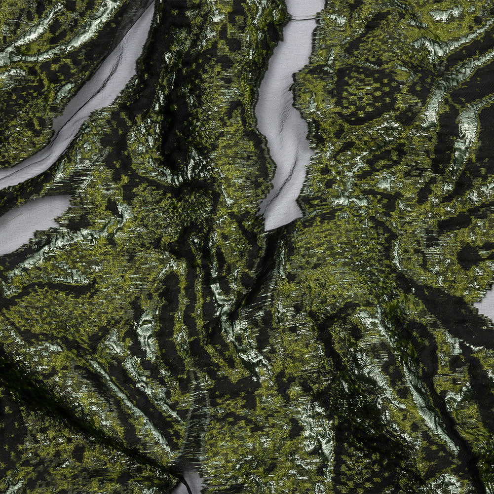 Metallic Pine Green and Black Abstract Luxury Burnout Brocade Metallic Pine Green and Black Abstract Luxury Burnout Brocade