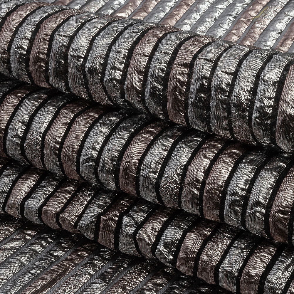Metallic Silver and Bronze Luxury Striped Burnout Brocade Metallic Silver and Bronze Luxury Striped Burnout Brocade