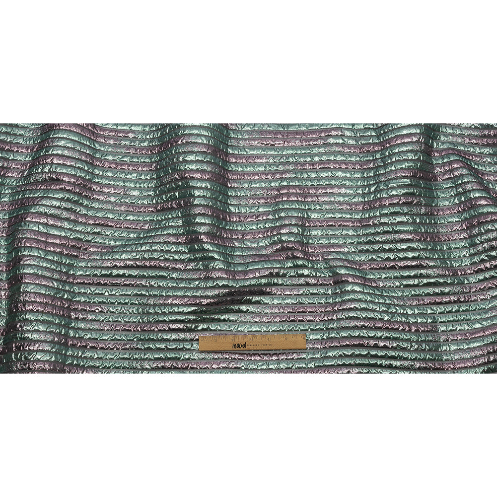 Metallic Turquoise Blue and Rouge Pink Luxury Striped Burnout Brocade - Full Metallic Turquoise Blue and Rouge Pink Luxury Striped Burnout Brocade - Full